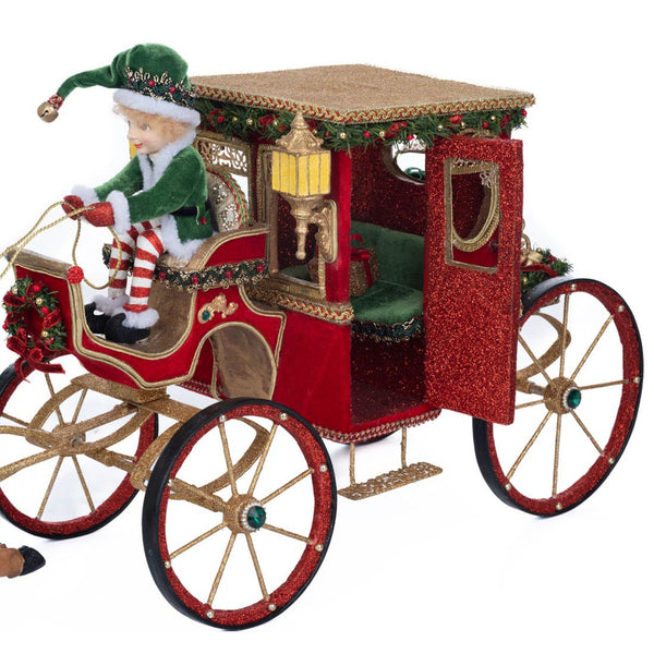 Load image into Gallery viewer, Katherine&#39;s Collection Christmas in the City Hansom Cab with Elf Driver
