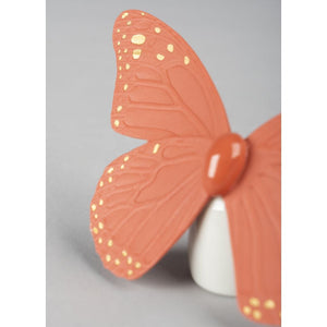 Lladro Butterfly Figurine - Golden Luster & Coral