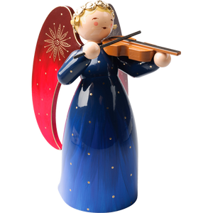 Wendt & Kuhn Richly Painted Angel, Large, with Violin, Blue