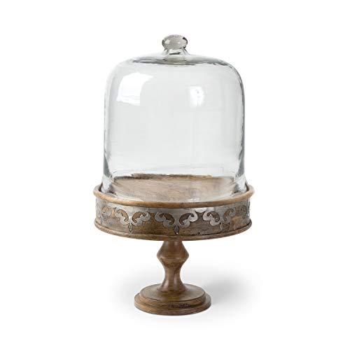 GG Collection Large 12-Inch Diameter Heritage Collection Wood and Metal Cake Pedestal and Dome