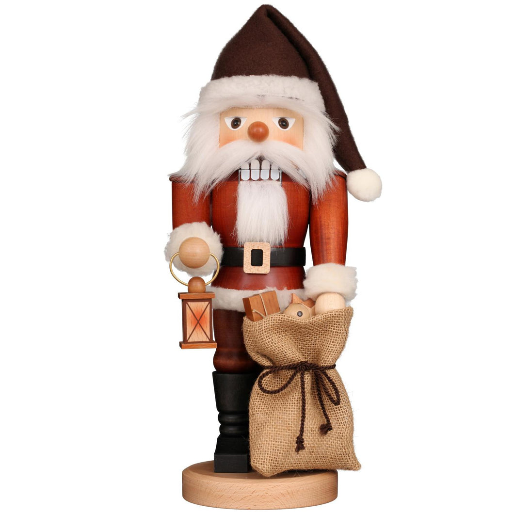 Christian Ulbricht Nutcracker - Natural Santa With Lantern and Gift Bag - 16.25