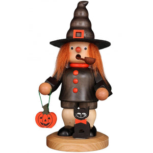 Christian Ulbricht Incense Burner - Smoker - Halloween Witch with Pumpkin and Cat
