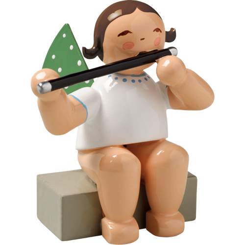Wendt & Kuhn Angel with Transverse Flute, Sitting