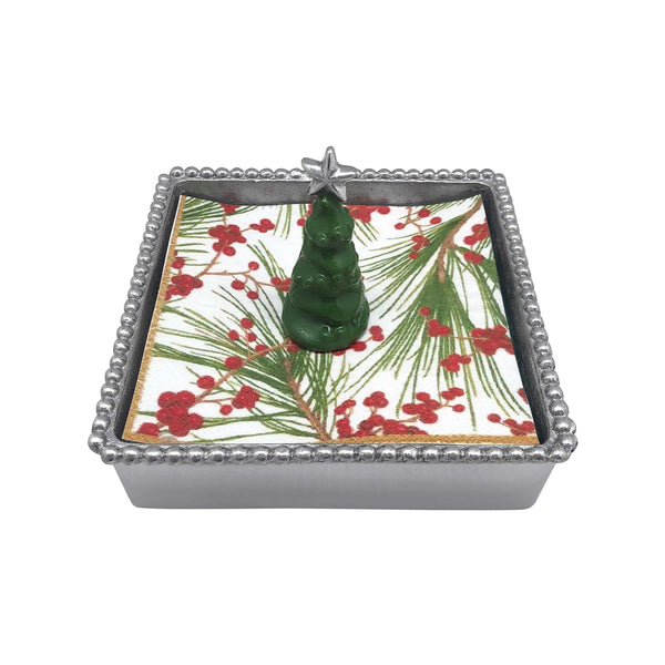 Load image into Gallery viewer, Mariposa 3D Green Tree Beaded Napkin Box
