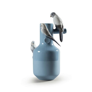 Lladro Parrot Parade Vase - Blue