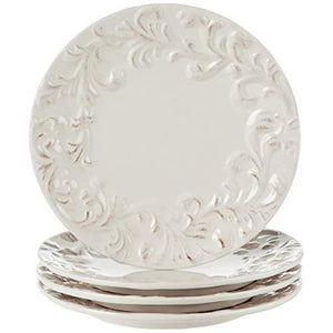 GG Collection Ceramic Cream Dinner Plates (Set of 4)