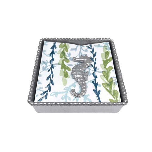 Mariposa Sea Horse Beaded Napkin Box Set