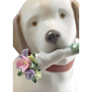 Lladro This Bouquet Is for You Dog Figurine
