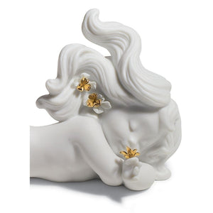 Lladro Day Dreaming at Sea Mermaid Figurine - Golden Lustre