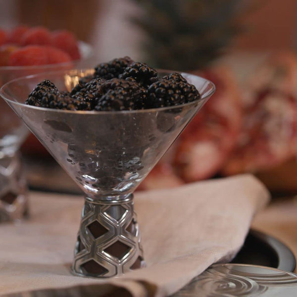 Load image into Gallery viewer, Royal Selangor Diamond Pattern Martini Glass with Wood Stem
