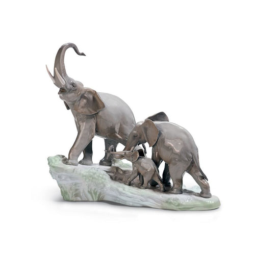 Lladro Elephants Walking Figurine