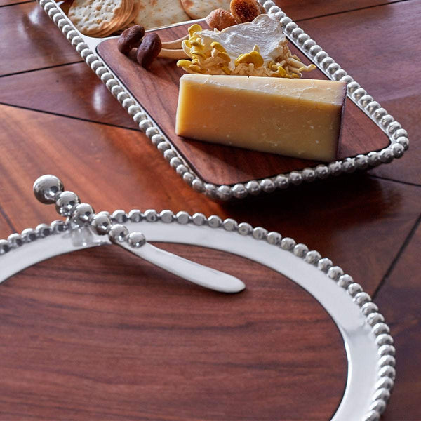 Load image into Gallery viewer, Mariposa Pearled Round Cheese Board, Dark Wood
