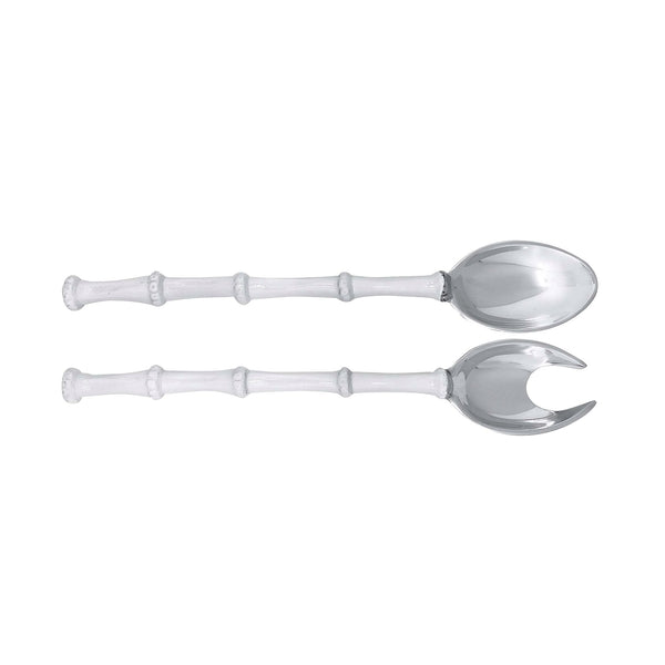 Load image into Gallery viewer, Mariposa Bamboo White Salad Servers
