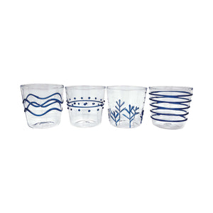 Mariposa Blue Appliqué Double Old Fashion Glass Suite