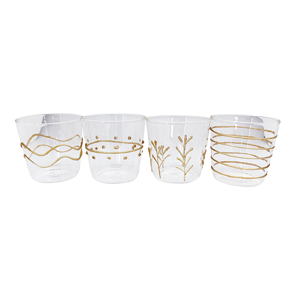 Load image into Gallery viewer, Mariposa Appliqué Gold Suite of Double Old Fashion Glasses
