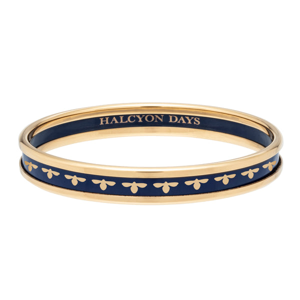 Load image into Gallery viewer, Halcyon Days 6mm Bee - Navy - Gold - Bangle
