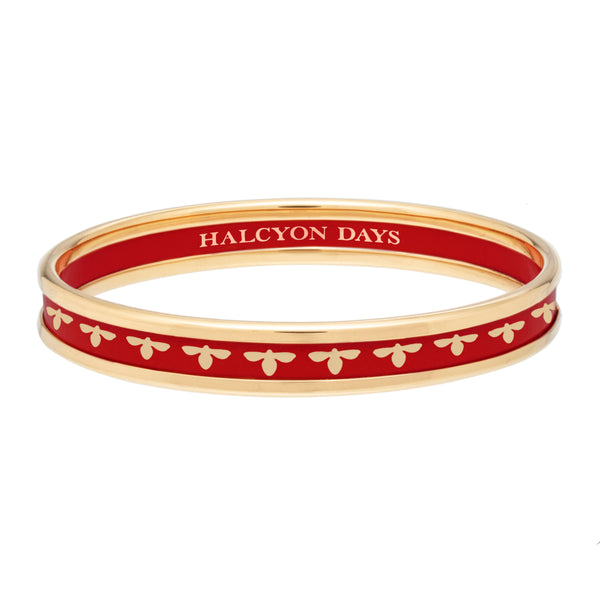 Load image into Gallery viewer, Halcyon Days 6mm Bee - Red - Gold - Bangle
