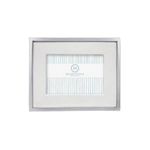 Mariposa White Leather with Metal Border 5x7 Frame