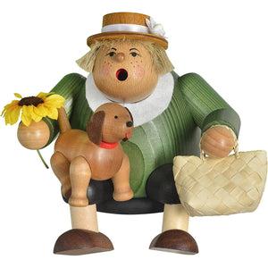 KWO Dog Fancier (female), Sitting 6.3" Incense Smoker