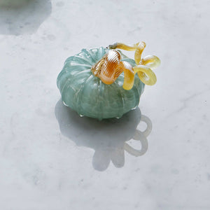 Mariposa Teal Glass Small Pumpkin