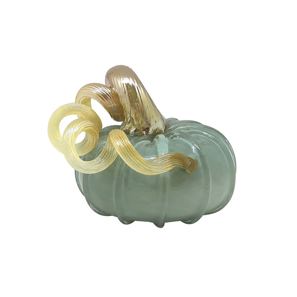 Load image into Gallery viewer, Mariposa Teal Glass Small Pumpkin
