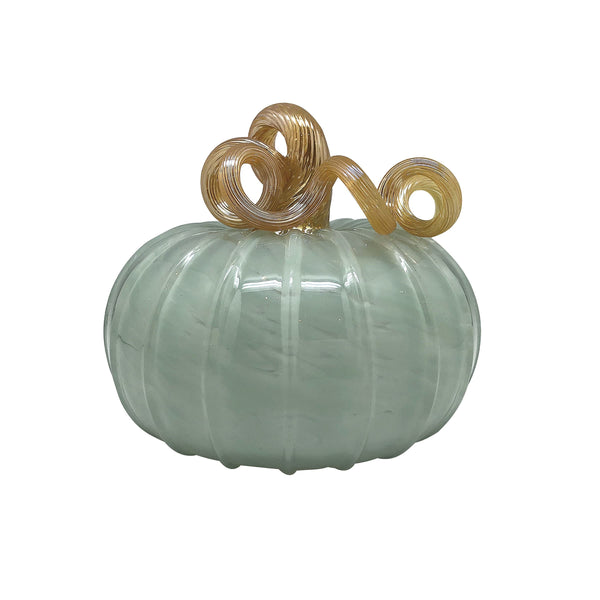 Load image into Gallery viewer, Mariposa Teal Glass Large Pumpkin
