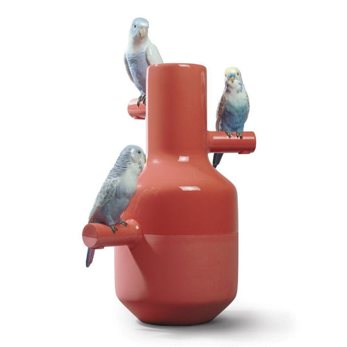 Lladro Parrot Parade Vase - Coral