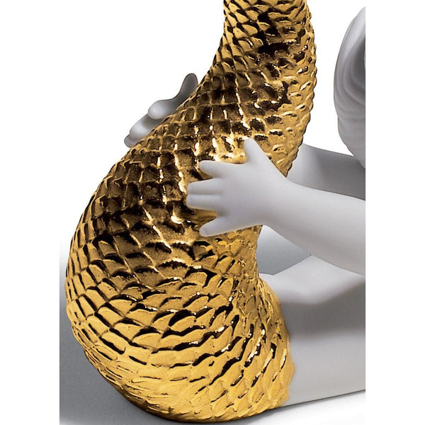 Load image into Gallery viewer, Lladro Playing at Sea Mermaid Figurine - Golden Lustre
