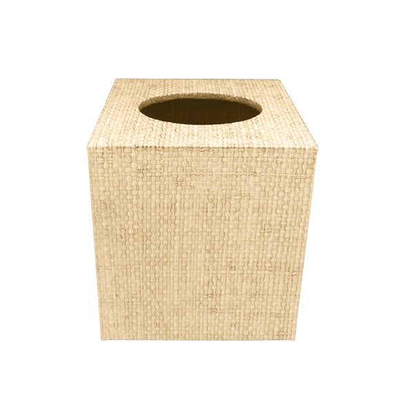 Load image into Gallery viewer, Mariposa Sand Faux Grasscloth Cube Tissue Box
