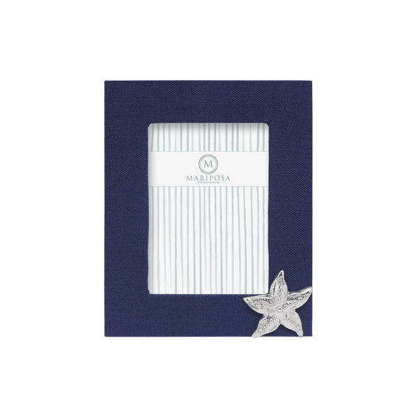 Load image into Gallery viewer, Mariposa Navy Blue Linen with Starfish Icon 5x7 Frame
