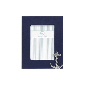 Mariposa Navy Blue Linen with Anchor Icon 5x7 Frame