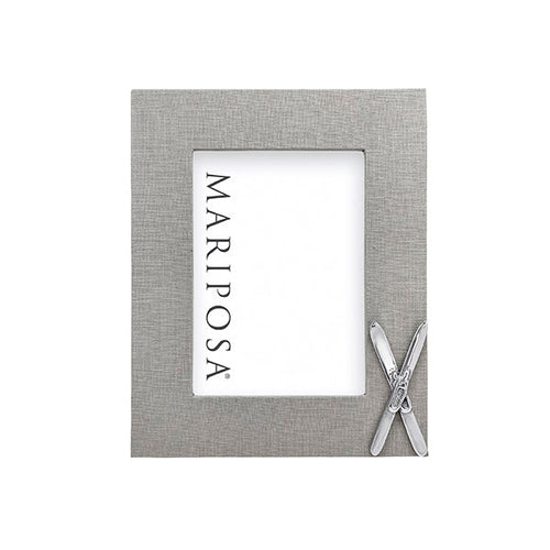 Mariposa Gray Linen with Crossed Skis 5x7 Frame