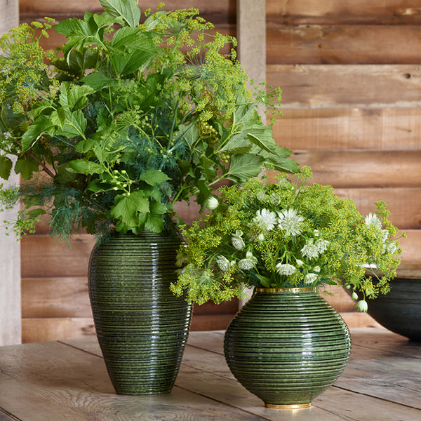 Load image into Gallery viewer, AERIN Calinda Moon Vase - Forest Green
