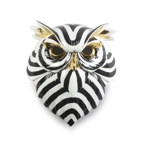 Lladro Owl Mask - Black and Gold - Sculpture