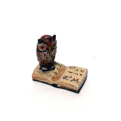Mini Owl On Book Vienna Bronze Figurine