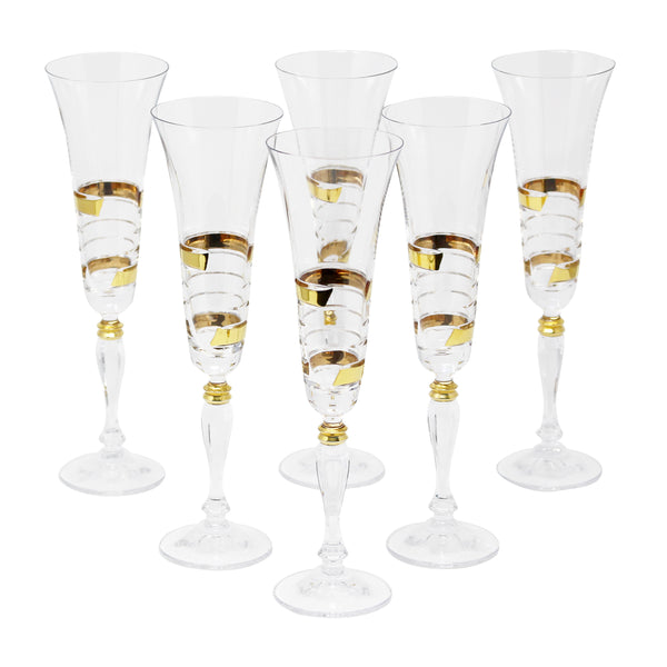Load image into Gallery viewer, Glazze Crystal Appalachia Champagne Glass, 24K Gold, set Of 6

