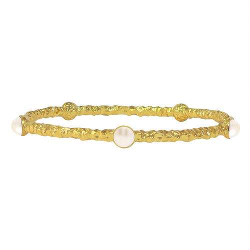Halcyon Days - Cabochon  - Pearl - Gold  - Torque Bangle