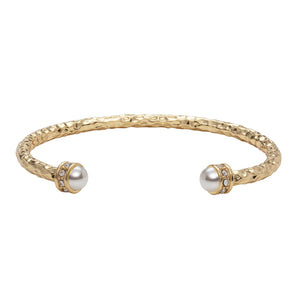 Halcyon Days "Hammered Torque Pearl Ivory & Gold" Bangle