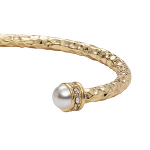 Halcyon Days "Hammered Torque Pearl Ivory & Gold" Bangle