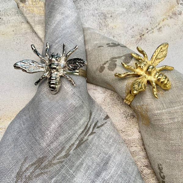Load image into Gallery viewer, Bodrum Linens Bee - Napkin Rings - Set of 4

