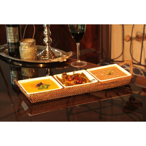 Calaisio 3 Section Condiment Server Tray with Porcelain Dish