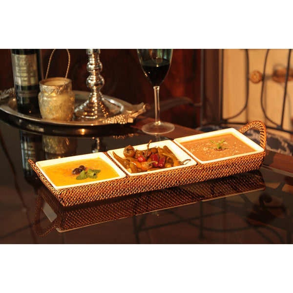 Load image into Gallery viewer, Calaisio 3 Section Condiment Server Tray with Porcelain Dish

