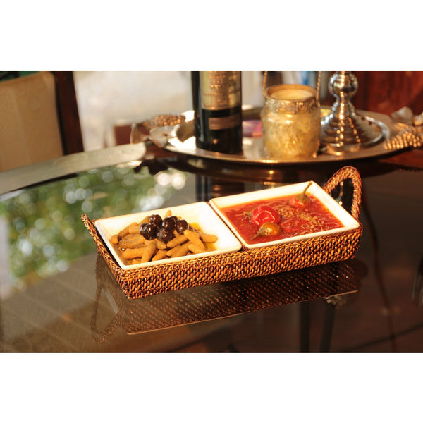 Load image into Gallery viewer, Calaisio 2 Section Condiment Server Tray with Porcelain Dish
