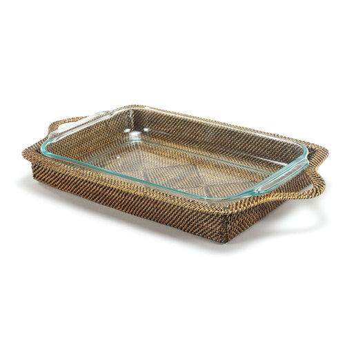 Calaisio Rectangular Casserole Basket with Baking Dish, Includes 4QT Glass Baking Dish