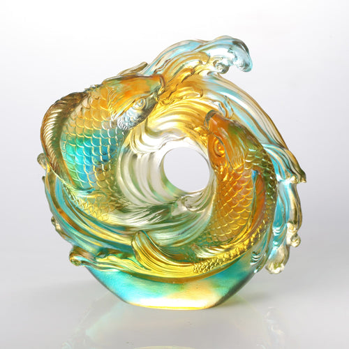 Liuli Crystal Sculpture, Koi Fish, Incomparable