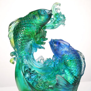 Liuli Crystal Koi Fish Sculpture, In Splendor
