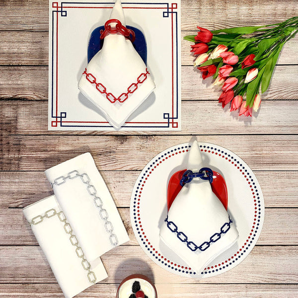 Load image into Gallery viewer, Bodrum Linens Chains - Linen Napkins - Set of 4

