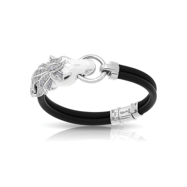 Load image into Gallery viewer, Belle Etoile Cheval Black Bangle - White
