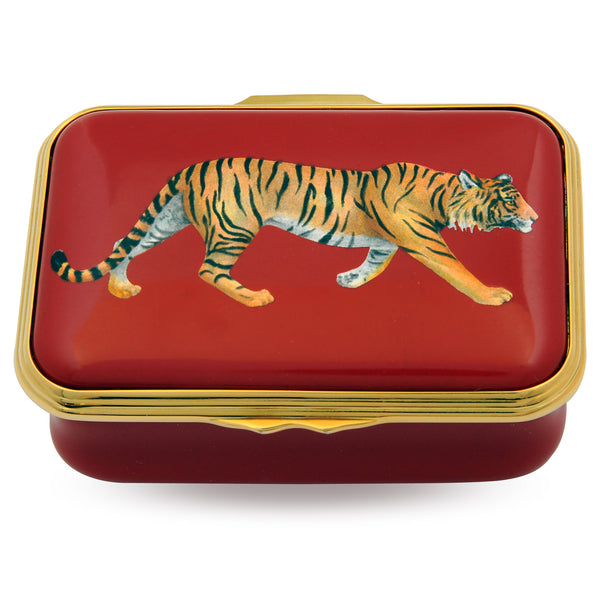Load image into Gallery viewer, Halcyon Days &quot;Tiger&quot; - Red - Enamel Box
