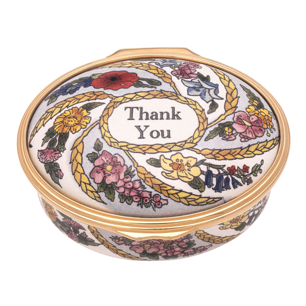 Load image into Gallery viewer, Halcyon Days - Thank You - Decorated Base - Oval Enamel Box
